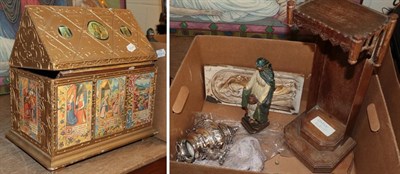 Lot 172 - A reproduction casket in 17th century style; a plaster mould of the Virgin and child; a 1920s...