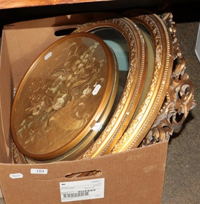 Lot 184 - A Victorian silk-work oval panel, a pair of 19th century gilt & gesso framed circular mirrors,...