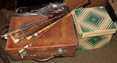 Lot 195 - Brown leather suitcase; Christys London black bowler hat & another; two childrens books; crops;...