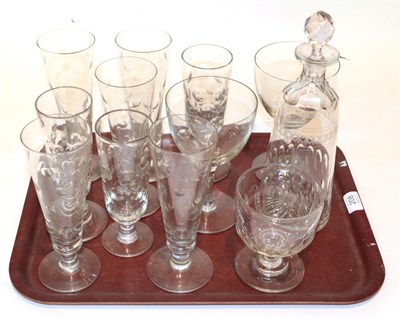 Lot 208 - 19th century and later glass including champagnes; wines; and a decanter etc