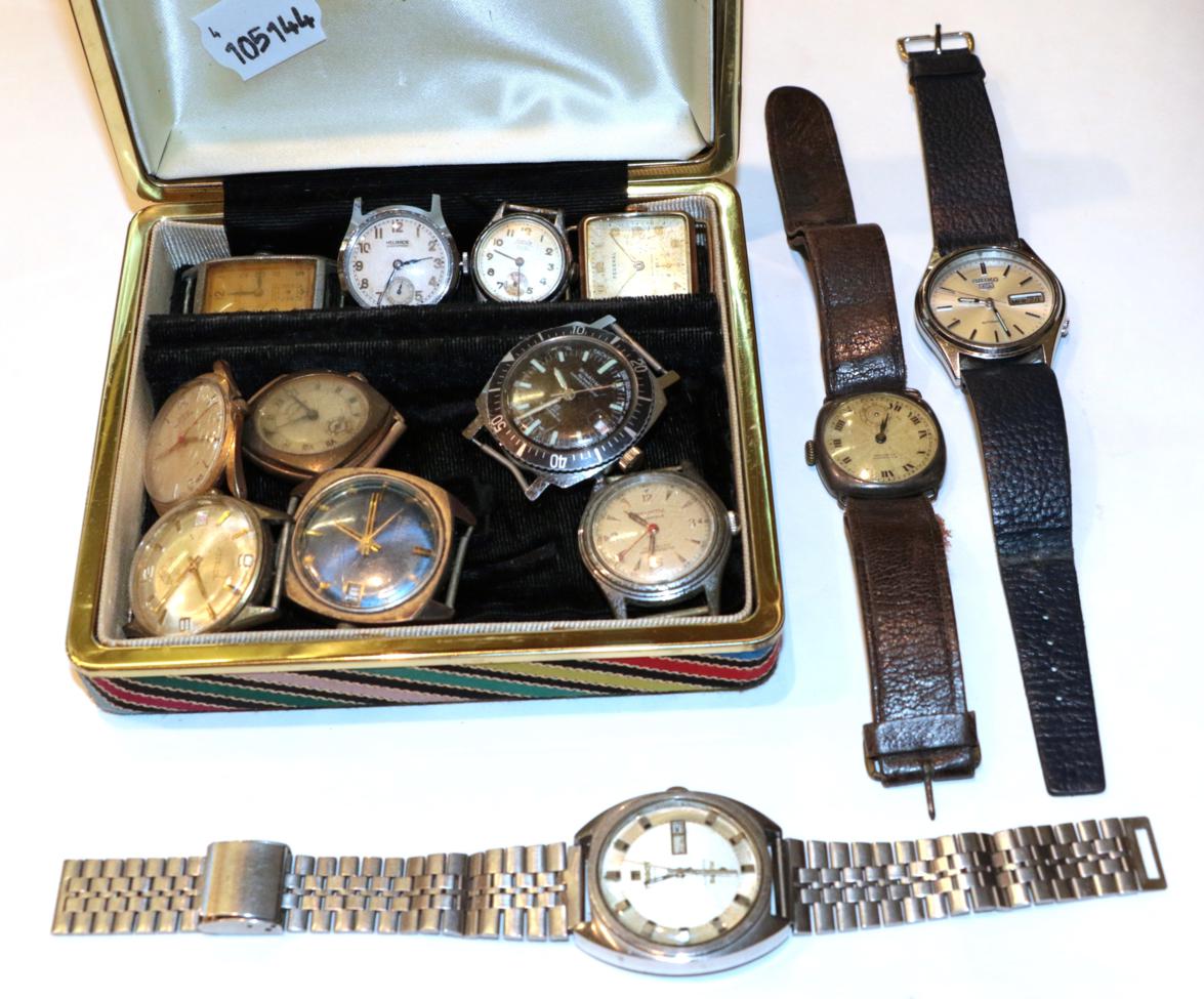 Lot 228 - A collection of thirteen various wristwatches, including Oris, Helvetia, Seiko, Tissot etc (13)