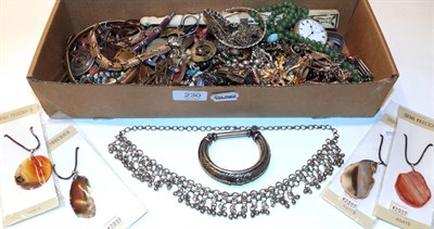 Lot 230 - A quantity of costume jewellery including various Siam silver, a jade-type bead necklace,...