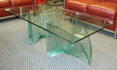 Lot 1554 - A Contemporary Handcrafted Glass Table, in the Danny Lane style, with a rectangular plate glass top