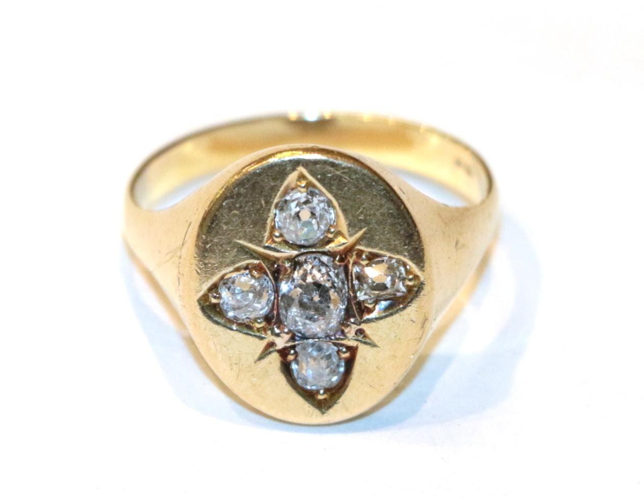 Lot 240 - An old cut diamond quatrefoil ring, finger size U