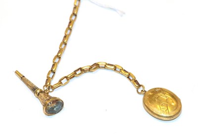 Lot 277 - A locket on chain with attached seal (a.f.)