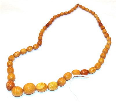 Lot 282 - A strand of amber beads, length 76cm