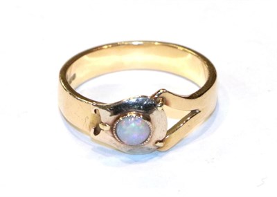 Lot 288 - An 18 carat gold opal ring (converted from a tie pin and a wedding band), finger size L