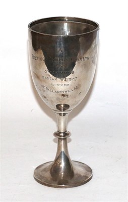 Lot 344 - A George V oversized silver goblet, by H Phillips, London, 1921, the tapering bowl on spreading...