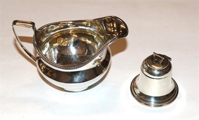 Lot 347 - A George III silver cream-jug and a George V silver inkwell, the first by Robert and Samuel...