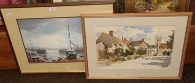 Lot 383 - Christopher Assheton-Stones (1947-1999) Harbour scene with figures, signed and dated (19)92,...