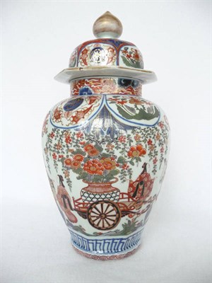Lot 158A - A Japanese Imari Porcelain Ovoid Vase and Cover, late Meiji period (1868-1912), with floral...