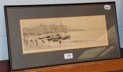 Lot 395 - William Lionel Wyllie (1851-1931) Scarborough, signed etching, 13.5cm by 39cm