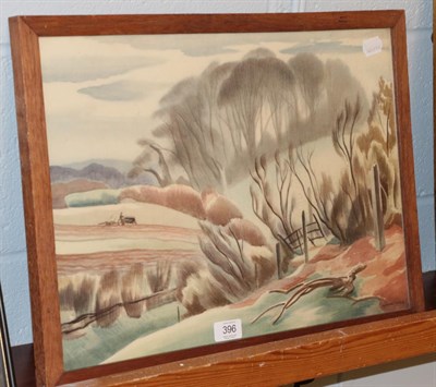 Lot 396 - Clifford Webb RBA RE (1895-1972) Ploughing the fields, signed chromolithograph, 33.5cm by 49cm