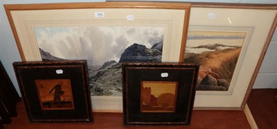 Lot 403 - L Gilbert (20th century) Rocky Valley, signed watercolour; together with a further landscape...