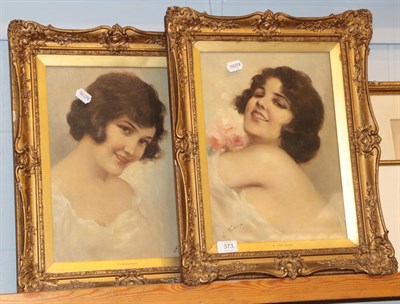 Lot 439 - Eduardo Forlenza (1861-1934) Italian, A pair of portraits of a young beauties, signed, oil on...