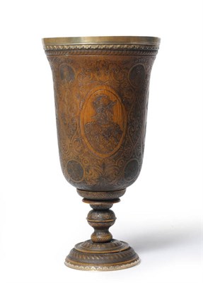 Lot 946A - A German Rhinoceros Horn Turned Goblet with Silver Gilt Mounts, unmarked, probably 19th...