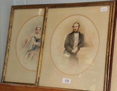 Lot 442 - F.A. Tilt (19th century) Queen Victoria and Prince Albert, signed and dated 1866, watercolours,...