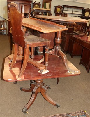 Lot 494 - A 19th century mahogany breakfast table (with associated top); a late 18th century oak tripod...