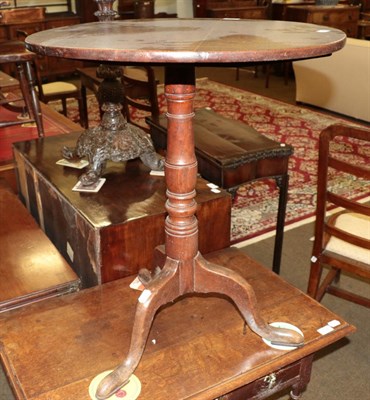 Lot 503 - A George III oak tripod table, with turned column, raised on pad feet