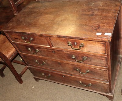 Lot 505 - A George III mahogany chest of drawers, with two short drawers above three long graduated...