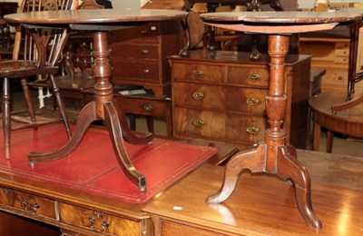 Lot 508 - A George III circular flip top tripod table, 79cm diameter; and a smaller tripod table, 68cm...