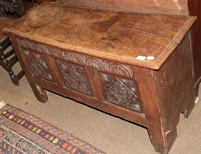 Lot 516 - An 18th century oak coffer and an 18th century carved oak chair (2)