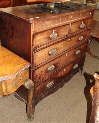 Lot 519 - A Regency mahogany chest of drawers, with two short drawers over three long drawers, raised on...