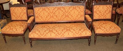 Lot 534 - A mahogany framed three piece salon suite