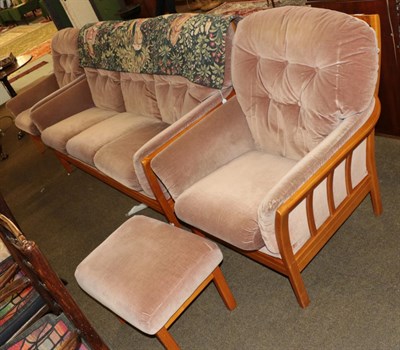 Lot 539 - A three piece suite and footstool (Cintique London)