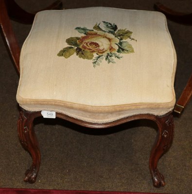 Lot 549 - A 19th century walnut dressing stool with overstuffed seat