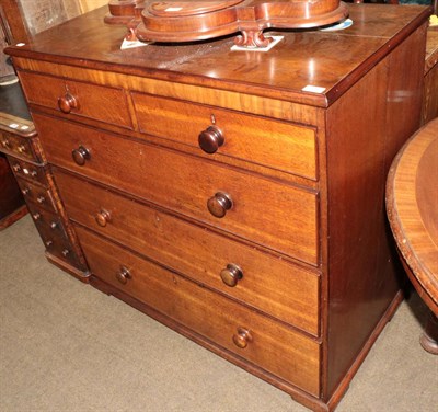 Lot 556 - A Victorian oak and mahogany crossbanded five drawer chest, 109cm wide