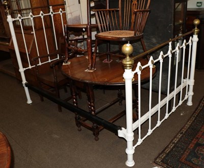 Lot 568 - A Victorian brass and white painted metal bed frame