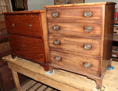 Lot 574 - A George III mahogany commode in the form of a four drawer chest; and another mahogany commode...