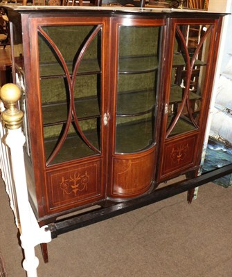 Lot 576 - An Edwardian inlaid mahogany display cabinet, probably reduced in height, 141cm high