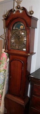 Lot 578 - An oak and mahogany crossbanded longcase clock, R.V. Boulton of Grimsby, moon-roller, 8 date...