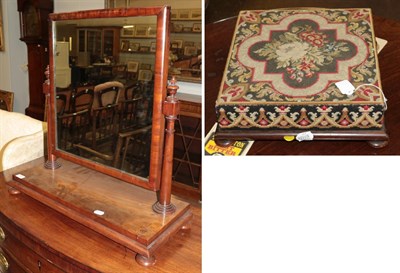 Lot 591 - A George II walnut dressing mirror, with rectangular mirror plate and shaped pediment pivoting on a