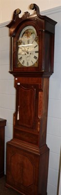 Lot 597 - A mahogany eight day longcase clock, painted arch dial signed Thos Hodgkinson, W.Hampton,...