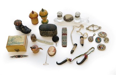 Lot 2033 - Assorted 19th Century and Later Sewing Accessories and Other Items, including a boxwood...
