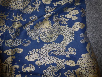 Lot 2040 - An Early 20th Century Chinese Blue and Silver Woven Lightweight Summer Dragon Robe, with...