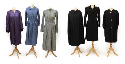 Lot 2070 - Six Items of Circa 1930's-1950's Ladies' Costume, comprising a Rensor London ladies' navy coat;...