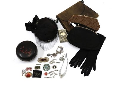 Lot 2082 - Assorted Circa 1940's and Later Costume, including a black wool coat with multi buttons to the...