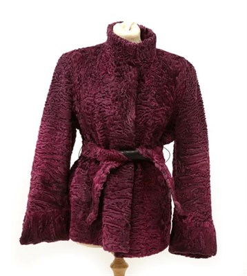 Lot 2103 - A Saga Purple Astrakhan Wool Jacket, also labelled Giulinana Teso