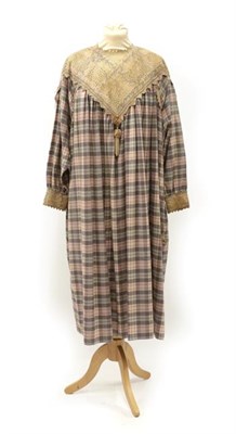 Lot 2107 - A Circa 1980's Zandra Rhodes Smock Dress, with soft leather mount to the bodice with punched...