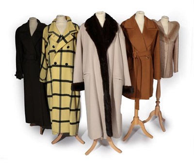 Lot 2122 - Five Ladies' Coats, comprising a Calvin Klein brown wool full length coat, double breasted,...