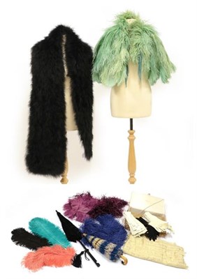 Lot 2130 - Assorted Early 20th Century Ladies' Costume Accessories, comprising a pale green ostrich...