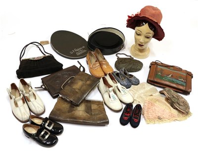 Lot 2135 - Assorted Circa 1900-1950's Costume Accessories, including a gentlemen's black opera hat in original