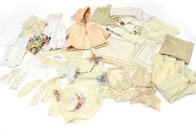 Lot 2137 - Assorted Textiles and Costume, including cream silk embroidered cloth, two silk embroidered...