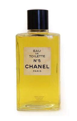 Lot 2157 - Chanel No. 5 Large Advertising Display Dummy Factice, with cylindrical black lid atop the glass...