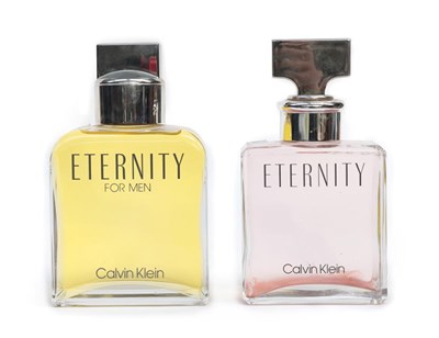 Lot 2159 - Two 'Eternity' by Calvin Klein Large Advertising Display Dummy Factices, both glass bottles...