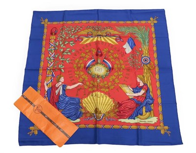 Lot 2185 - A Hermès 'Republique Française Liberté Égalité Fraternité - 1789' Silk Scarf, Designed...